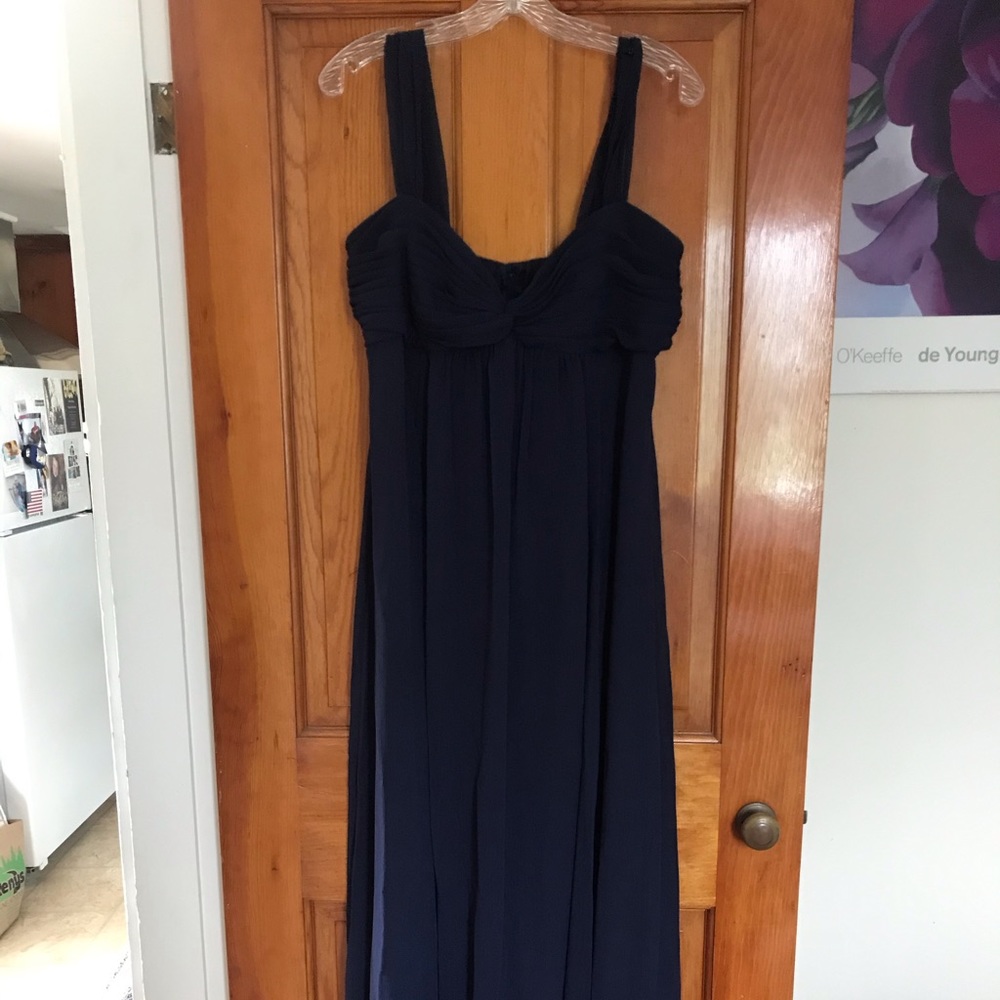 Navy David’s bridal bridesmaid gown
